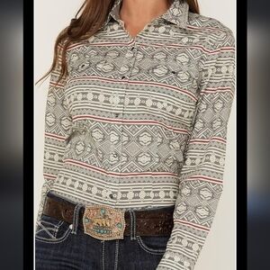 Roper Womens Grey 100% Cotton Tribal Texture Shirt